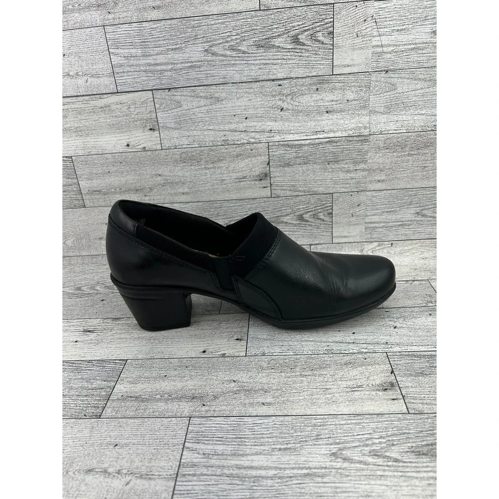 Clarks Collection Ultimate‎ Comfort Black Leather Slip On Loafers Women Sz 6.5M